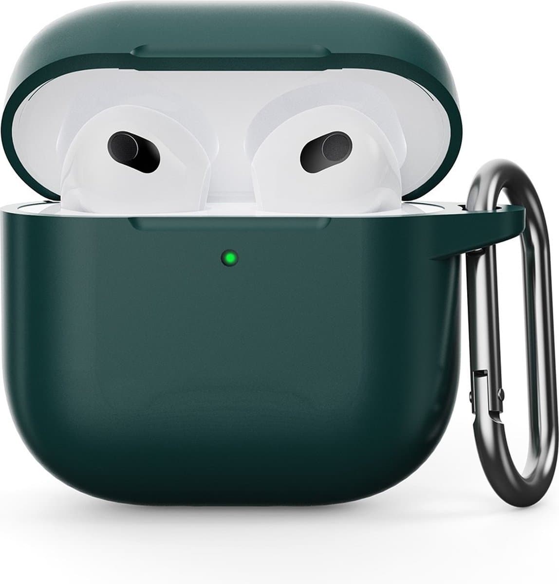 Coverup Hoesje - Geschikt voor AirPods 4 Hoesje - Coverup Siliconen AirPods Case met Sleutelhanger - Emerald Green — afbeelding 1