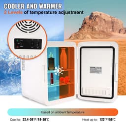 10L Mini Koelkast - 2 in 1 Kleine Koelkast - Compacte Drankkoelkast - 50W koeling - 45W Verwarming - Wit — thumbnail 5