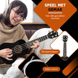 Finesse Ukelele - Starterset - 21" - Ukulele - Kind - Muziekinstrument – Zwart — thumbnail 4