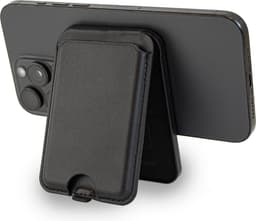 Coverzs Luxe wallet met telefoonstandaard geschikt voor MagSafe Apple iPhone 12/13/14/15/16/Mini/Max/Pro/Pro Max/Plus - Kaarthouder - Pasjeshouder voor telefoons - Portemonnee - Telefoonstandaard geschikt voor MagSafe (zwart) — thumbnail 4