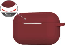 Hoesje - Geschikt voor Apple AirPods Pro 2 - met Clip - Siliconen Hoes - Silicone Case Cover - Wijnrood — thumbnail 4