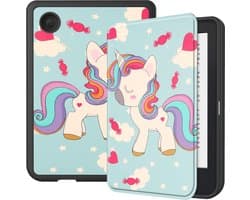 Hoes Geschikt voor Kobo Clara 2E Hoesje Bookcase Cover Hoes - Hoesje Geschikt voor Kobo Clara 2E Hoes Cover Case - Eenhoorn