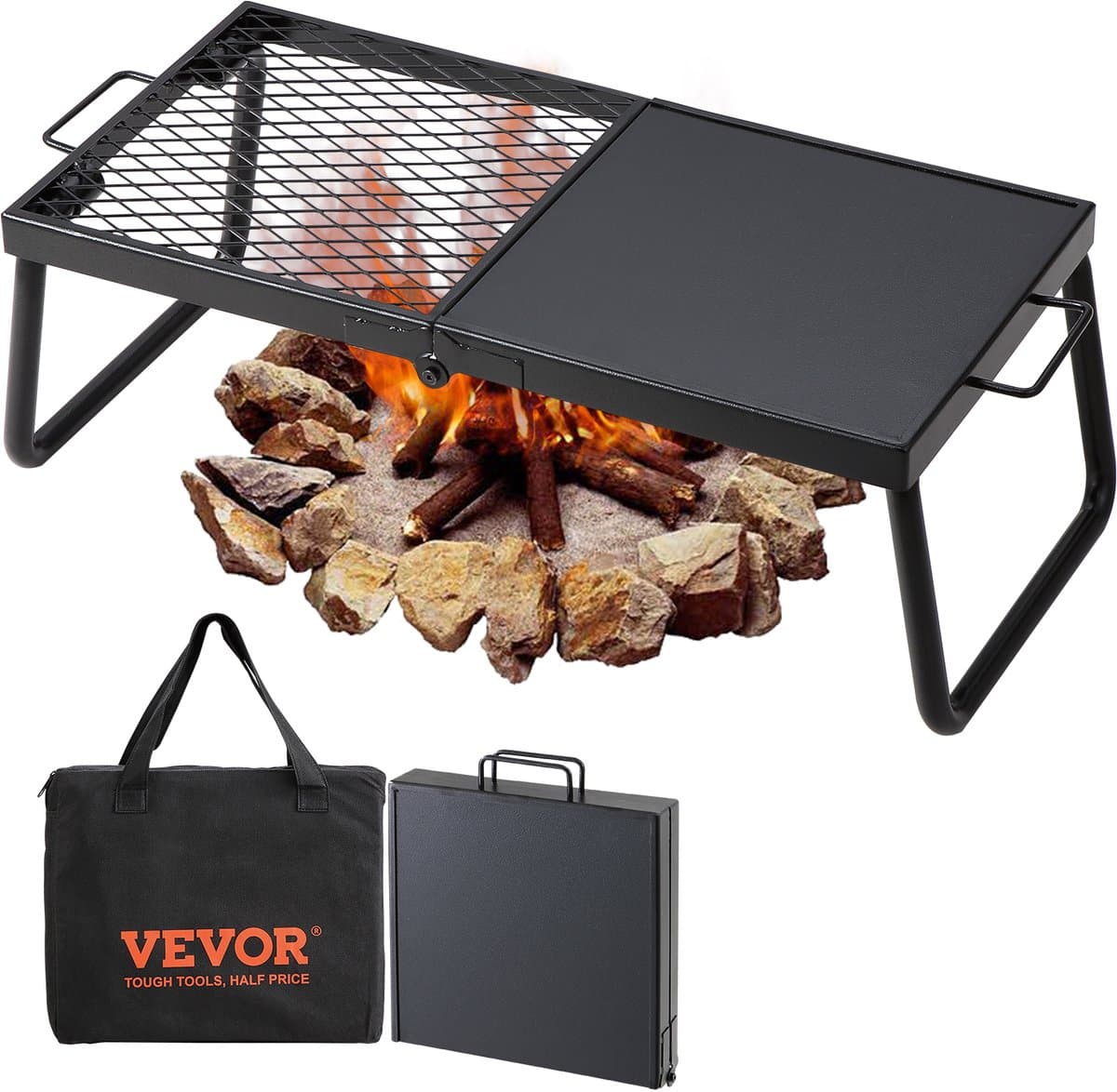 VEVOR BBQ Gills Houtskoolgrill Opvouwbare Grill Tafelgrill 570 X 285 X 230 Mm, 6 Kg Belastbare Draagbare Reisgrill Outdoor Campinggrill 300 ℃, Grillrooster + Grillplaat voor Tuinfeesten, Picknicks, Terras — afbeelding 1