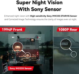 Dashcam voor Auto - WiFi - Dashcams - FullHD video - Dubbele camera - Met GPS - Super compact - Zwart — thumbnail 2