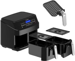 Turbotronic DAF5 Dubbele Airfryer XXL DualChef - 9L - Heteluchtfriteuse - Dubbele Mand - 2 x 4.5L - 50ºC tot 200ºC - 12 Kookprogramma's - Zwart — thumbnail 14