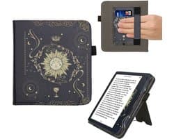 kwmobile e-reader hoesje geschikt voor Kobo Libra Colour hoes - E reader flip case van kunstleer - Ereader cover met stand - Tarotkaart design in donkerblauw / geel / zwart
