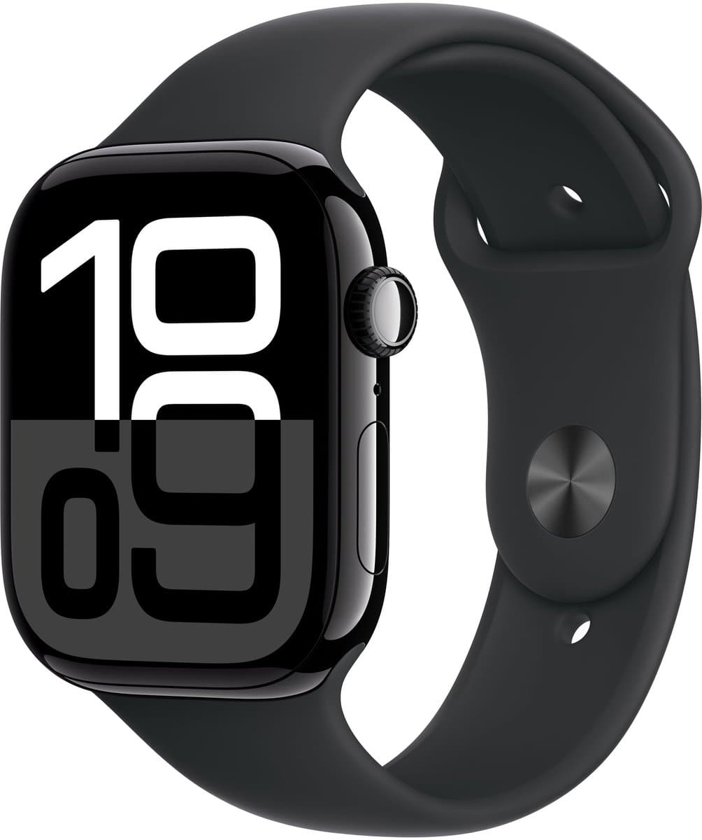 Apple Watch Series 10 - Wifi - 46mm - Zwarte Aluminium Case met Zwart Sportbandje - S/M — afbeelding 1
