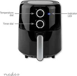 Nedis Airfryer – 3L – Heteluchtfriteuse – Gezond Frituren – Tijdschakelaar – Analoog – Compact – Zwart — thumbnail 3