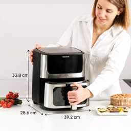Luchtfriteuse 7S - Heteluchtoven - Gezond Koken - Dubbele Verwarming - 6.5 Liter - Zwart — thumbnail 2