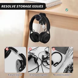 Hoofdtelefoon Houder - Gaming Hoofdtelefoon Stand - Kabelhouders - Zelfklevend voor Gaming Hoofdtelefoons - Buiten gebruik voor kabelbeheer - Stijlvolle accessoires — thumbnail 2