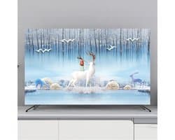 TV Afdekhoes - Scherm Beschermhoes - Binnenruimte Decoratie - Half Gesloten Achterkant - 81-200 cm - Witte Eland