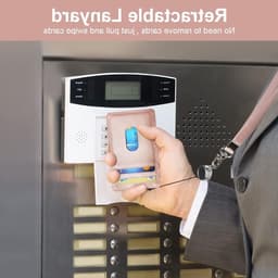 ID Kaarthouder van PU Leer met 4 Kaartslots en Transparant Venster, Retractable Koord voor Werk en School - Roze — thumbnail 4