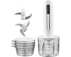 Elektrische Keukenmachine - Knoflookhakker Mini - Snel Ingrediënten Verwerken - USB-oplaadbaar Draadloos - 400 ml Kom - Wit