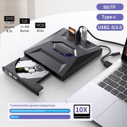 Externe DVD CD Writer - Dvd-station Brander - Bestanden Archiveren - Type C USB 3.0 - 2 Stuks - Zwart — thumbnail 3