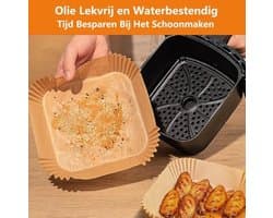 200 stuks Airfryer Bakpapier 16x16 cm - Vierkante Wegwerp Voeringen met Anti-aanbaklaag, Hittebestendig tot 230°C, BPA-vrij, Geschikt voor 2-3,5 L Heteluchtfriteuse