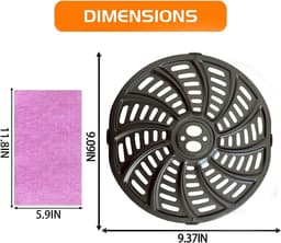 Airfryer Grillplaat - Crisper Tray - Gezond Koken - Roestvrij Staal - 17.78 x 17.78 cm - Zwart — thumbnail 6