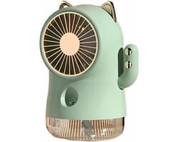 Ventilator - Mini ventilator - Oplaadbare kleine ventilator met vernevelaar, krachtige luchtstroom met 3 standen, draagbare tafelventilator, brede luchtverspreiding, stille oscillerende luchtcirculator voor thuis en op kantoor (groen) — afbeelding 1