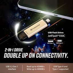USB Flash Drive - Geheugenstick - Snelle Data Overdracht - Dubbele Poort - 128 GB - Goudkleurig — thumbnail 2