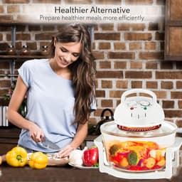 Glazen Airfryer Oven - Heteluchtfriteuse Convectie - Gezond Koken - Zichtbaar Venster - 12 Liter Capaciteit - Wit — thumbnail 2