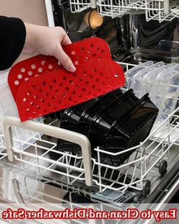 Herbruikbare geperforeerde luchtfriteuse matten, 3 stuks, 21,5 x 21,5 cm, ideaal voor bakken, grillen en frituren zonder vet — thumbnail 4