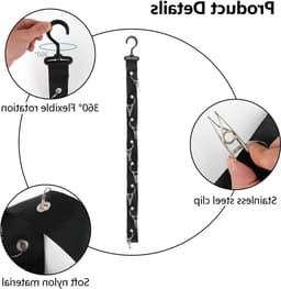 Nylon Hoedhouder voor Muurmontage met 4 Adhesieve Haken voor Baseball Caps en Zonnehoeden - Zwart — thumbnail 2
