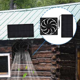 Zonne Ventilator - Lucht Circulatie - Kippenhok Ventileren - Plug-and-play Installatie - 35 x 14 x 35 cm - Zwart — thumbnail 2