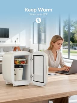 Mini Koelkast 5 L - Draagbare Koelbox voor 6 Blikjes met AC en DC Aansluiting - Compacte Stille Koelkast voor Slaapkamer, Auto, Kantoor en Skincare — thumbnail 5