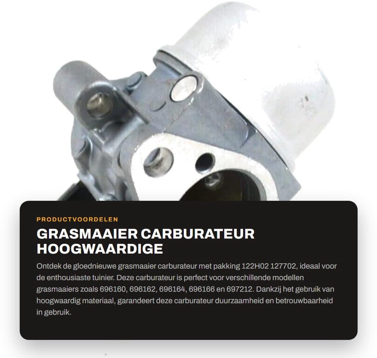 Dailygoods- Carburateur Gloednieuw - Grasmaaier - Pakking 122H02/127702 - Onderdeel 696160/696162/696164/696166 - Hoogwaardig Materiaal - Duurzaam - Grasmaaieronderdeel — afbeelding 1
