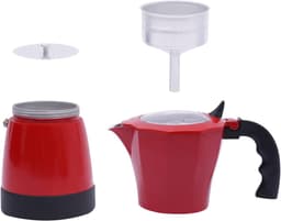 Elektrisch Koffiezetapparaat - Mokka Pot - Thuis Koffie Maken - Hoge Efficiëntie 480W - 6 Kopjes 300ml - Glanzend Rood — thumbnail 5