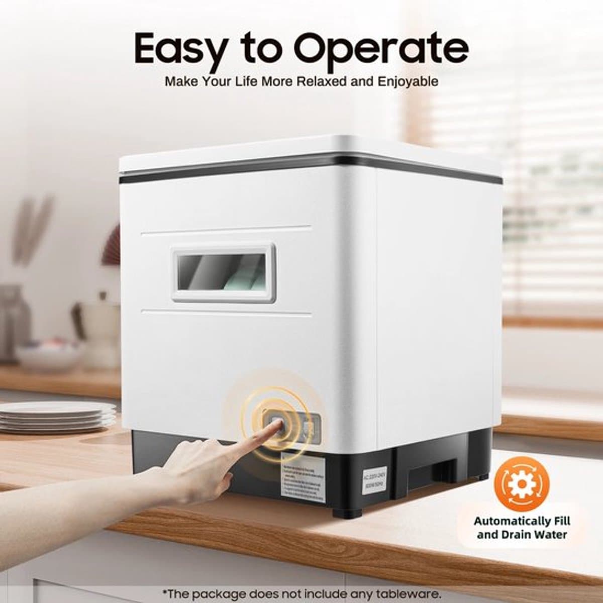 Vaatwasser - Vrijstaand - Slimme tafel-vaatwasser - Bestekmandje - voor thuiskeuken - Draagbaar - Aanrecht - Automatische vaatwasser - 220V - 1500W - Capaciteit 41-60L - Wit — afbeelding 1