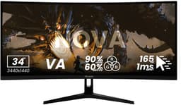 Arozzi Nova 34" Gaming Monitor - Curved - UWQHD VA - 165Hz - Zwart — thumbnail 1