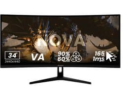 Arozzi Nova 34" Gaming Monitor - Curved - UWQHD VA - 165Hz - Zwart