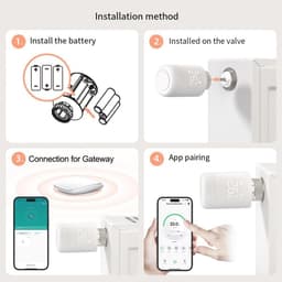 Slimme Radiatorthermostaat - Verwarming Regelaar - Energie Besparen - Zigbee Connectiviteit - M30 x 15 mm - Wit — thumbnail 4