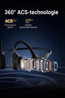 Sanag Open-Ear headphone - Sport Koptelefoon - IPX7 Waterdicht - Air Conduction 2.0 - 9 uur Batterij - Bluetooth 5.3 - Magnetisch Opladen - Titanium Frame - Zwart — thumbnail 8
