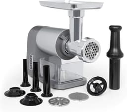 Elektrische hakmolen - Keukenmachine - Snel ingrediënten hakken - Grote aluminium schaal - 5100 Gram capaciteit - Grijs — thumbnail 1