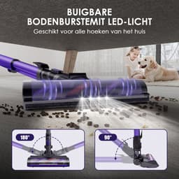 Elekiatech Steelstofzuiger Draadloos - 55000 Pa - 50Min Gebruikstijd - voor Huisdieren - 2,0L - Paars — thumbnail 4