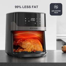 Airfryer Zonder Olie - Hetelucht Frituurpan - Gezond Bakken - Groot Volume 6.5L - 28x26x35cm - Zwart — thumbnail 5