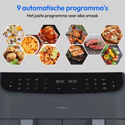 Dubbele Heteluchtfriteuse - Airfryer met 2 Kamers - Gezond Koken - 8.7 Liter Capaciteit - 41x40x33 cm - Mat Grijs — thumbnail 3