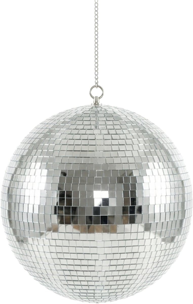 KIMU® Discobal zonder Motor Ø 30 cm Middelgroot - Discobol Zilver Spiegeltjes 10 x 10mm - Spiegelbol Disco Bal Bol - Kinderkamer Feestje Discolamp Decoratie Space Planeet Festival — afbeelding 1