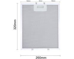 Geschikt voor Whirlpool Ikea Jenn Air W10169961A afzuigkap filter, filter, afzuigkapfilter, ventilatiefilter, vervangingsset van 2 stuks, afzuigkapfilter, 320X260