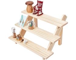 3-laags Oorbellen Display Stand van Hout, Verstelbare Oorbellenhouder voor Sieraden, Perfect voor Winkels en Ambachtelijke Opslag, 39 x 40 x 39 cm