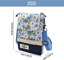 Mini-crossbody tas voor mobiele telefoon met verstelbare schouderriem, katoen, ideaal voor winkelen, vergaderingen en wandelen - blauw — thumbnail 3