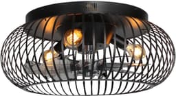 Plafondventilator | 50 cm | plafond ventilatoren | 3 lichts | LED | zwart | kunststof rotan | moderne functionele design verlichting — thumbnail 1