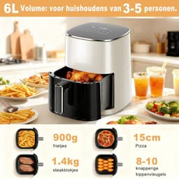 Airfryer 6L Grote Capaciteit – Hetelucht Friteuse Zonder Olie – Multifunctionele Air Fryer – Digitaal Temperatuur en Timer – Keuken Airfryer — thumbnail 9