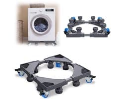 Verstelbaar Wasmachine Onderstel met Wielen – 8 Voeten, 4 Rollen, Universeel voor Wasmachine en Droger, Grijs