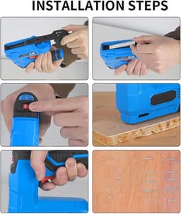 Stapler, Electric Shooting Hammer Cordless Stapler with 1500mAh Lithium Battery USB Rechargeable Staple Gun Furniture Wooden Frame DIY Tool for Woodworking, Professional and DIY — thumbnail 4