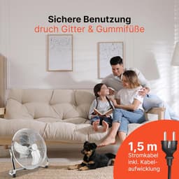 Vloerventilator - Windmachine - Ruimte Koelen - Stille Werking - 40 cm Diameter - Chroom — thumbnail 5