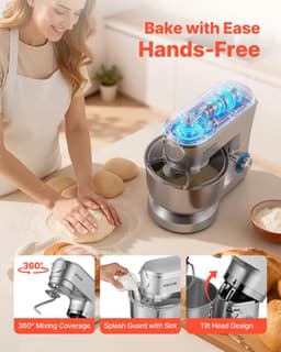 Keukenmachine - Mixer - Maaltijden Bereiden - 5-in-1 Functionaliteit - 6 Liter Kom - Zilverkleurig — thumbnail 2