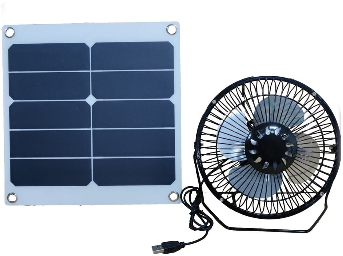 10W 6V USB Zonneventilator, Draagbare Zolderventilator, Geschikt voor Huis, Bureau & Kas — afbeelding 1