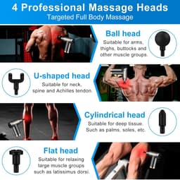 Mini Massagepistool - Spierontspanner Elektrisch - Spierherstel Bevorderen - Ultrastil Ontwerp - 4 Massagekoppen - Zwart — thumbnail 5